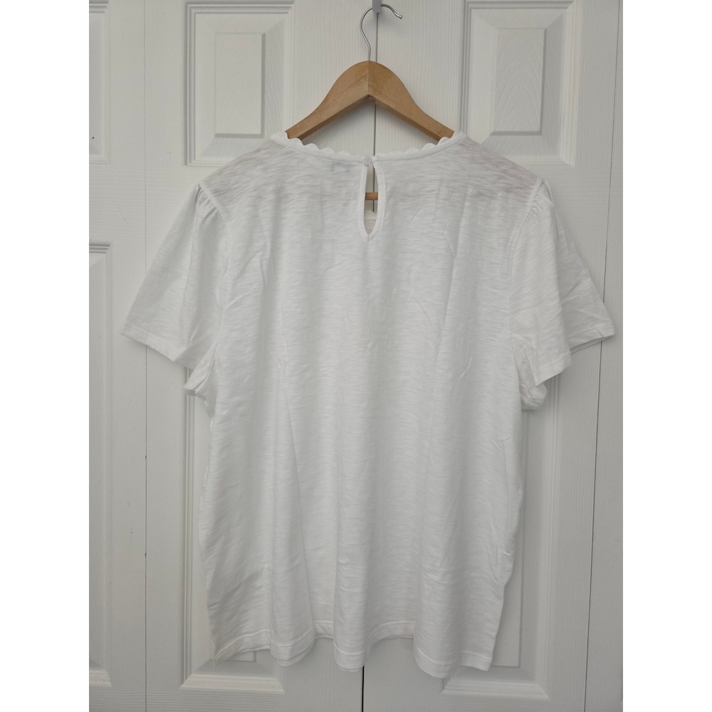 J. Crew T-Shirt Scalloped Trim Tee Women XXL White NWOT $69 CT442 - Picture 2 of 5